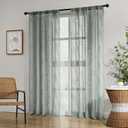 HOMEIDEAS Sage Green Sheer Curtains 52 X 96 Inches Length 2 Panels Embroidered Branch Pattern Pocket Faux Linen Floral Semi Sheer Voile Window Curtains/Drapes for Bedroom Living Room 