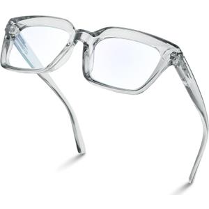 IBOANN Oversized Blue Light Glasses for Woman, Funky Fashion Glasses With Preppy Look, Reduce Screen Fatigue Computer Glasses, Seed Grey