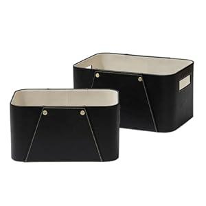 La Jolie Maison Storage Baskets for Organizing, 2 Pack, Luxury Vegan Leather Storage Cube Boxes for Closet Shelf Cabinet Bookcase, Carbon Black La Jolie Maison Storage Baskets for Organizing, 2 Pack, Luxury Vegan Leather Storage Cube Boxes for Closet Shelf Cabinet Bookcase, Carbon Black