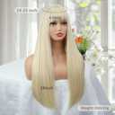 Long Blonde Wig with Bangs Straight Wigs for Women Matte Natural Hair Blond Wig Heat Resistant Synthetic wig for Girls Daily Party Cosplay Halloween Costume Use 24 Inch (Blonde)