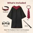 Wizard Costume for Adults, Men's and Women's Robe Set with Tie Wand Glasses for Halloween Cosplay (M)
