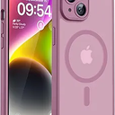 TOCOL Magnetic for iPhone 14 Case, Upgraded Full Camera Protection, Compatible with Magsafe, 15FT Drop Protection, Translucent Matte Back Phone Cover 6.1 inch (Lilac Purple)