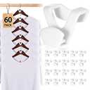 HOUSE DAY Space Saving Hanger Hooks 60 Pack, White Clothes Hanger Connector Hooks, Heavy Duty Hangers Hook Space Saver, Sturdy Hanger Connector Hook, Premium Cascading Hangers for Closet
