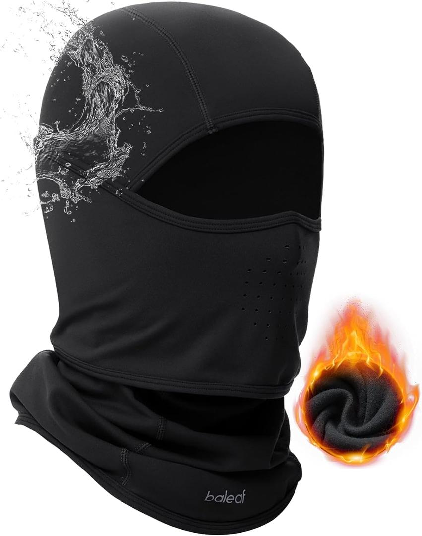 baleaf Balaclava Ski Mask Winter Water Resistant Face Mask for Men Women Cold Weather Gear Skiing Snowboarding Neck Gaiter (Black)