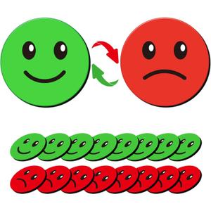 25 Pcs 1 Double-Sided Red Green Smiley Face Magnets, Flip Over Colored Magnetic Dots for Whiteboard, Refrigerator, Office (25, Happy/Sad-Colors)