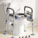 Toilet Seat Risers for Seniors, 6 Width & 7 Height Adjustable Raised Toilet Seat with Handles, Elevated Toilet Seat for Elderly, Handicap, Heavy Duty 400lbs Build, Fit Any Toilet, Grey