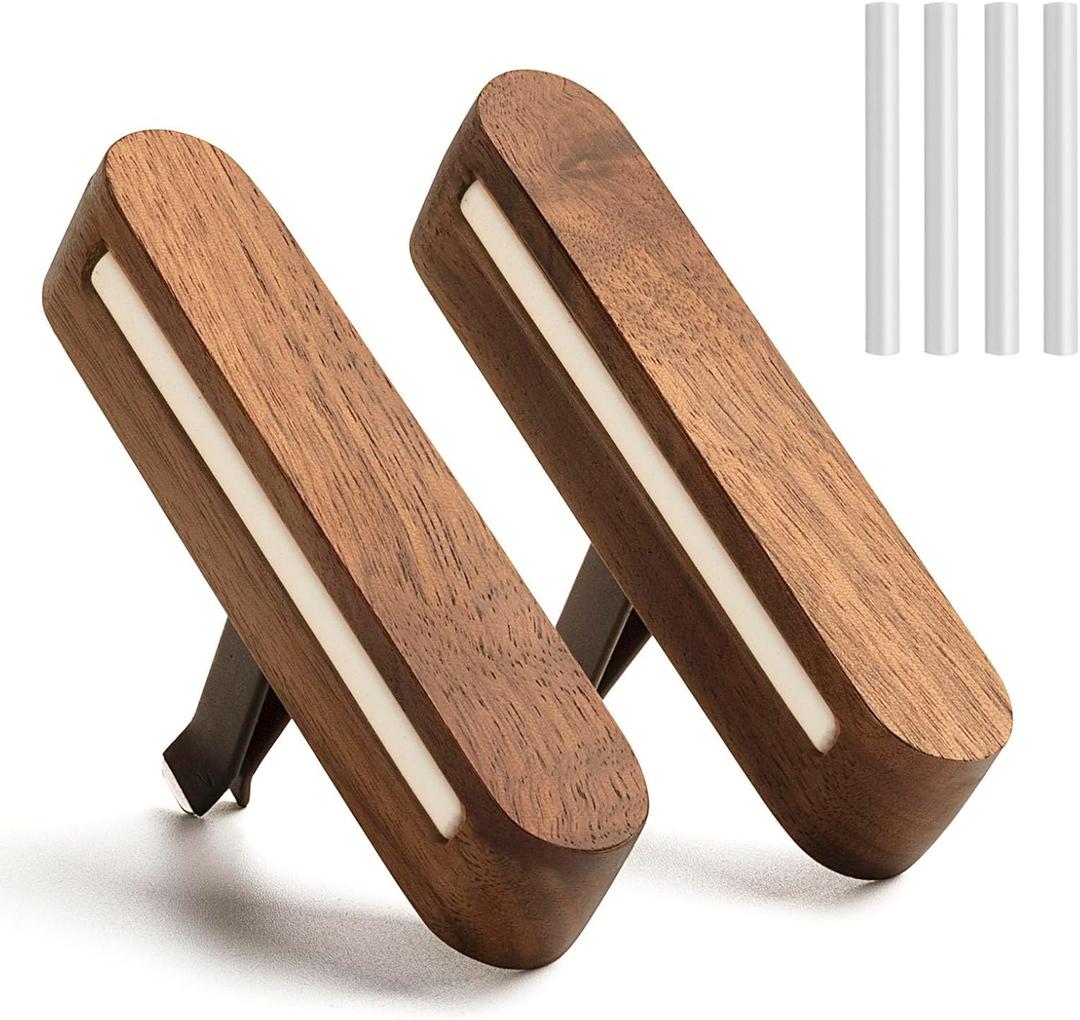 Air Freshener Perfume, Walnut Wood Fragrance Clips, Creative Accessories,Interior Car Vent Diffuser Clips with Essential Oil Sticks, Automotive Fragrance Decoration Accessories