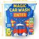 Milk & Think Kids Toddler Play Panel, Role Play Toy, Montessori Inspired Play Panel, Quick Door Hang with Suction Cups, Set of 2 - Enter and Exit - (Car Wash)