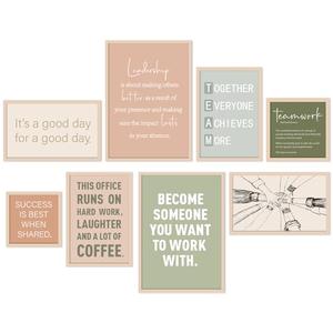 Faccito 8 Set Office Wall Decor Teamwork Motivational Decoration for Office Inspirational Teamwork Wooden Framed Art Decor Large Inspiring Positive Quotes Decoration for Home Work Classroom Cubicl