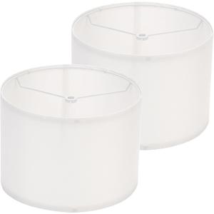 Modern White Drum Lamp Shades Set of 2, 16"x16"x12" Large Spider Fitter Shade, Linen Fabric Table & Floor Lamp lampshade Replacement for Bedroom, Living Room, Easy Assembly (Harp/Finial Not Included)