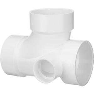 Frienda 4''x4''x4''x2'' P417 Series PVC Dwv Pipe Fitting Schedule 40 Sanitary Tee Pipe 4-way Connection Coupling Adapter for Sewer Stormwater Applications for Sewer Stormwater Applications