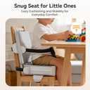 Toddler Booster Seat for Kitchen Chair, Anti-Slip Dining Table Booster Seat w/Backrest & Adjustable Shoulder Straps, Polyester Waterproof & High-Density Foam, Portable Travel Baby Increasing Cushion