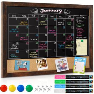 Gotideal Chalkboard Calendar 24" x 18" Chalk Board Calendar for Wall Magnetic Chalkboard Framed,Wall Mounted,Blackboard for Office,Kitchen,School,Home