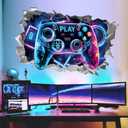 Wondever 3D Game Wall Stickers Gamer Controller Gaming Peel and Stick Wall Art Decals for Teenagers Boy Bedroom Playroom
