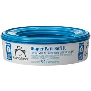 Amazon Brand - Mama Bear Diaper Pail Refills for Diaper Genie Pails, Unscented, 1080 Count (4 Packs of 270 Count)
