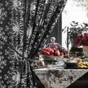 NICETOWN Semi Sheer Black Curtains with Silver Foil Spider Web, Grommet Lightweight & Airy Window Treatments for Halloween, W52 x L84, 2 Panels