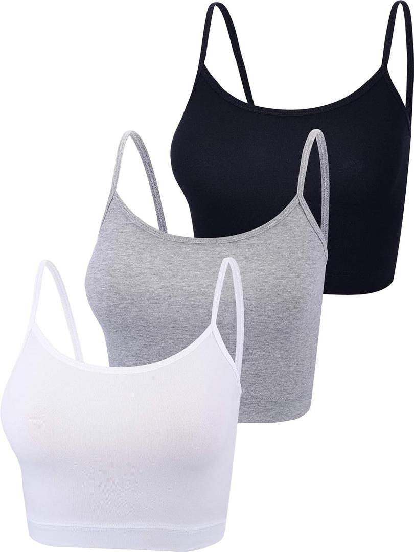 Boao 3 Pcs Crop Camisole Top Spaghetti Strap Tank Sleeveless Crop Tank Top for Women, Large