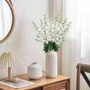 8 pcs White Delphinium Artificial Flowers, 34.25''Artificial Snapdragon Flowers Tall Fake Flowers Silk Flowers Faux Delphinium Bulk for Tall Vase Home Wedding Garden Table Decor (White)