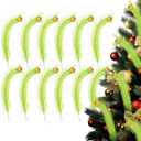 12PCS Christmas Tree Topper, 17 Inch Christmas Tree Decorations Green Curly Xmas Tree Picks with Gold Balls Elf Ornaments Stems for Xmas Tree Decor Wreath Party Gift