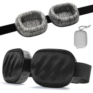 Eye Mask for Sleeping - 100% Blacking Sleep Mask for Men Women, Sleeping Mask with Adjustable Night Blindfold Flight, Travel, Nap, Black