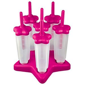 Tovolo Star Popsicle Mold Set of 6 for Homemade Frozen Treats Ice Pops, Easy Fill Quick Clean No Mess Drip Guard Reusable Silicone Popsicle Molds with Sticks and Tray Stand BPA Free, Fuchsia Pink