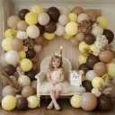 Yellow Balloon Arch Kit, Double Stuffed Yellow Brown White Balloon Garland Beige Tan Balloons for Boho Birthday Bee Baby Shower Sunflower Bridal Shower Party Decoration, 5inch, 12inch, 18inch