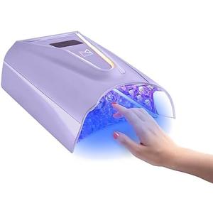 M - Crystal Cure 128W UV Nail Lamp - Fast Curing Nail Light with 45 Powerful 365nm+405nm LEDs - Cordless, Rechargeable, Auto Sensor - UV Light for Gel Nails for Manicures & Pedicures (Violet)