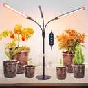 FRGROW 3Head Tabletop Grow Lights for Indoor Plants, Seed Starting, Vegetables, Bonsai, Bright Desk Plant Growing Lamps, 4/8/12/16/20H Timer, 27 Watt Power Draw, NO Need Adapter, 360 Gooseneck