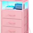 Yoobure 3 Tier Bedside End Table Pink