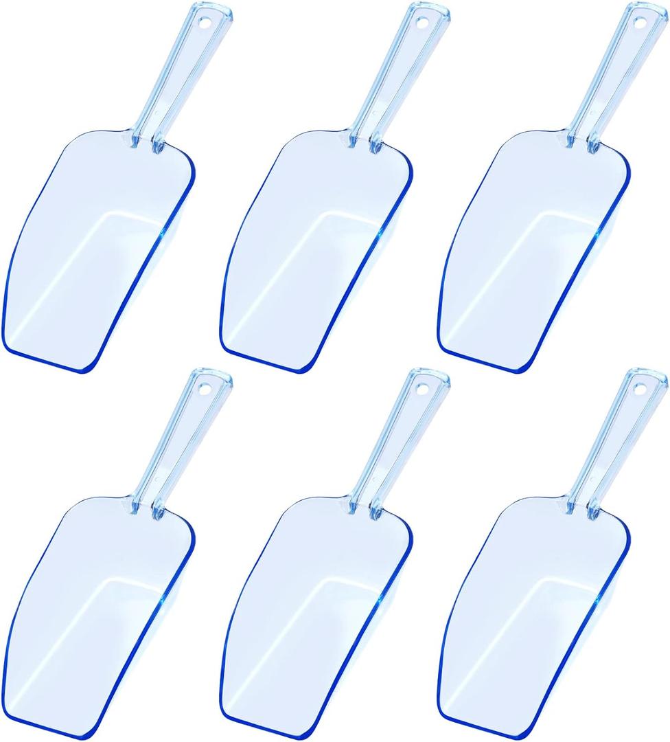 Ice Scoop Candy Buffet Containers Scoopers, Hmxpls Blue Plastic Scoop for Popcorn Cookie Candy Buckets, Podpocket Acrylic Large Scoops for Parties Wedding Bar Jars Freezer Dry Goods 6 Pack 7.5 In