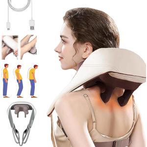 Shiatsu Neck and Back Massager, Thermal Touch Massager,Neck Massager for Pain Relief Deep Tissue,Neck and Shoulder Massager with Heat for Pain Relief,Shiatsu Neck and Back Massager. (Beige) (Beige)