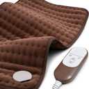 Heating pad for Back, Neck, Shoulder, Cramps and Leg Pain Relief, Heat Pads Christmas Gifts for Women, Men, Mom, Dad, Auto-Off,Machine Washable,Moist Dry Heat Options,Extra Large 12"x24" (Brown)