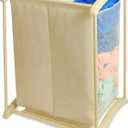 Smart Design 2 Compartment Laundry Sorter Hamper - Holds 6 Loads - Heavy Duty Polyester - Clothing, Clothes, Kids, Laundry Organizer - Home Organization - 15 x 28.38 Inch - Black