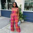 Nimsruc Women's Jumpsuits Summer Rompers Sling Sleeveless Wide Leg Casual Overalls Jumpers With Pockets 2024 (S)