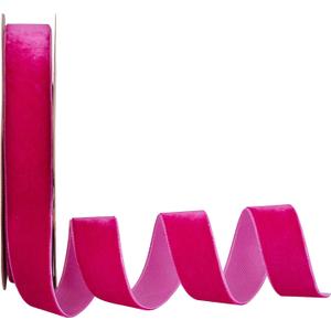 Arricraft 20 Yards 1 Inch Single Side Pink Velvet Ribbon, Satin Ribbon Roll for Christmas Wedding Gift Wrapping Velvet Fabric Hair Bows Flower Arranging Home Decorating (Pink)