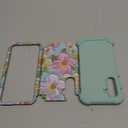 Galaxy S23 FE Case,3 in 1 Oil Painting Flower Pattern Heavy Duty Shockproof Protection Silicone Rubber Bumper+Hard Plastic Hybrid Protective Cover for Samsung S23 FE 6.4",Green Flower