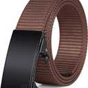 FAIRWIN Men's Ratchet Web Belt,1.25 inch Nylon Automatic Buckle,No Holes Invisible Belts for Men Jeans Pants (Coffee)