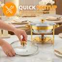 Chafing Dishes for Buffet,4 Pack 5QT Round Chafing Dishes for Buffet, Gold and Silver Stainless Steel Chafing Dishes with Glass Lid and Lid Holder,Food Warmers for Parties Buffet, Wedding, Birthday