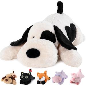 meowtastic Black & White Dog Weighted Stuffed Animals - 28 Inch 5.0 Pounds Weighted Plush Dog Stuffed Animals - Large Stuffed Dog Plush Pillow - Cute Plush Toys Gifts for Kids & Adults (28" 5.0 lbs)