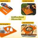 Silicone Grill Mat for Blackstone - Griddle Accessories Tools 3-piece Set Spatula Dish Drying Mat - Outdoor BBQ Grill Drip Pad, Orange