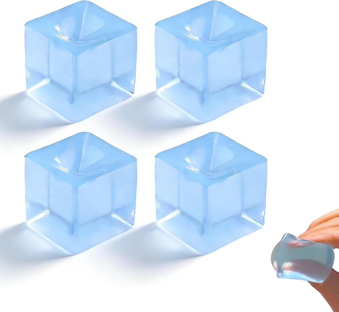 1 inch Ice Cube Stress Ball, 2026 New Squishy Stress Ice Cube Fidget Toys,TPR Ice Cube Soft Stress Relief Toy for Adults Anxiety Relief, Party Favors, Table Decoration4PCS