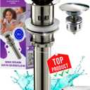 Brushed Nickel Pop Up Drain with Overflow - 1.6"- 1.9" Pop Up Drain for Bathroom Sink - Universal Bathroom Sink Drain Kit - All Metal Pop Up Sink Drain Stopper Rustproof Brass and 304 Stainless Steel