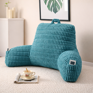 PAJEO Reading Pillow for Sitting in Bed, Large Backrest Reading Pillow with Arm Rest, Back-Rest Support Cushion for Sit Up on Couch, Sofa, and Floor, Dorm Essentials (Green Corduroy, Standard(17"))