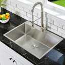 VCCUCINE 28x18 Inch Drop in Kitchen Sink 16 Gauge Top Mount Handmade T304 Brushed Nickel Kitchen Sink,Stainless Steel Single Bowl Workstation Topmount Overmount Sink with Strainer