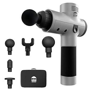 WBM Smart M9Pro Deep Tissue Muscle Massage Gun with 3 Speeds & 5 Attachment Heads for Pain Relief, Super Quiet Brushless Motor, Silver
