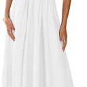 PRETTYGARDEN Women's 2025 Summer Casual Long Dresses Cap Sleeve Patchwork A Line Flowy Modest Elegant Homecoming Maxi Dress (White, Medium)