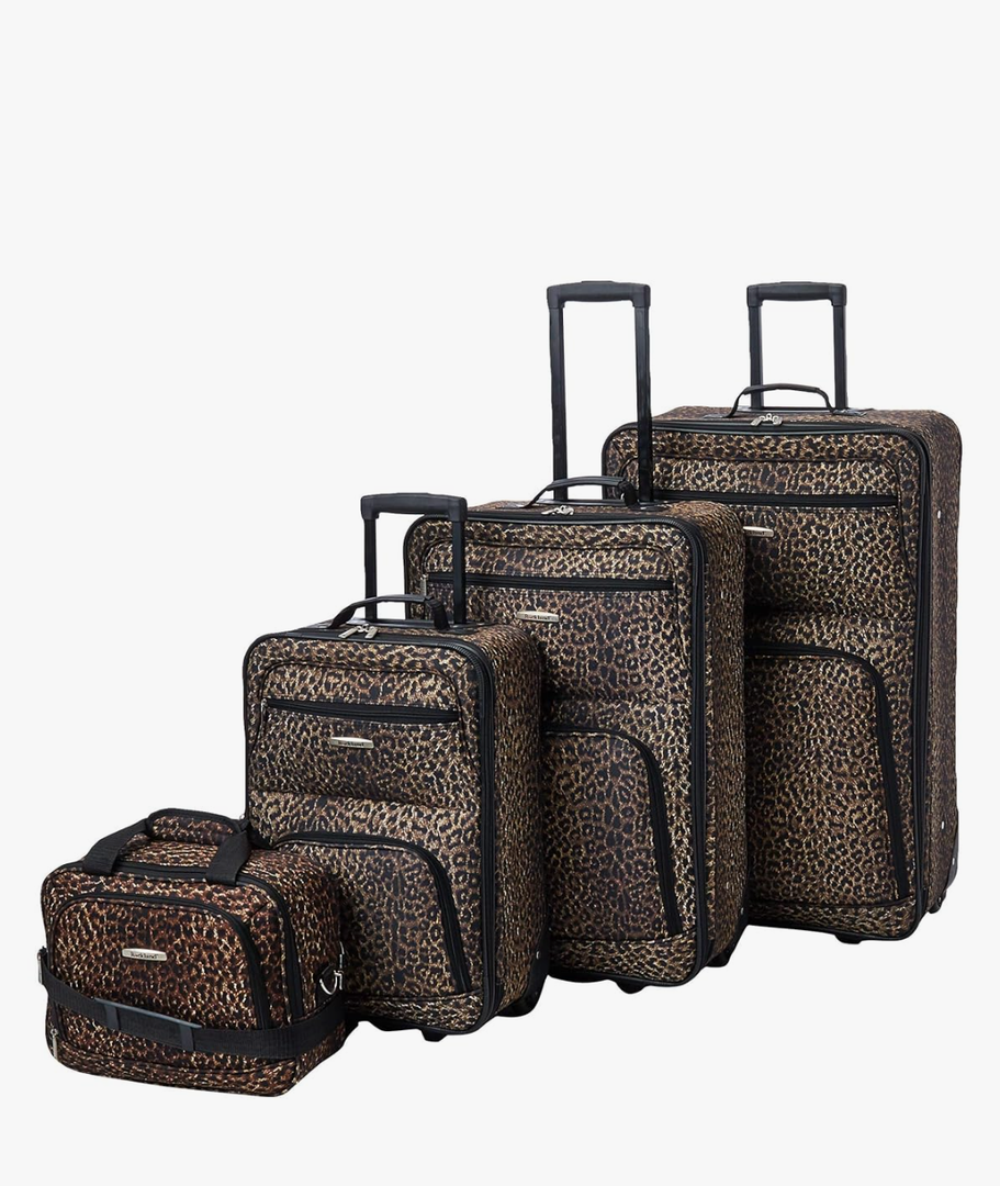 Rockland Jungle Softside Upright Luggage, Leopard, 4-Piece Set (14/19/24/28)