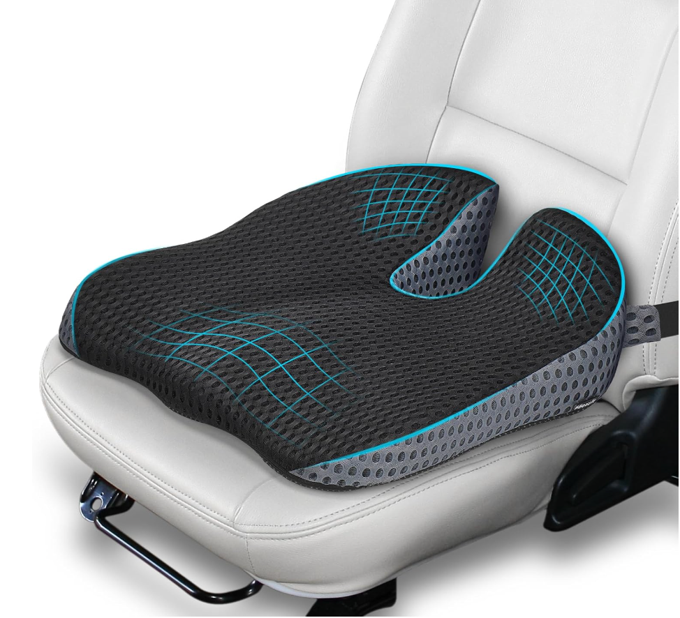 Car Seat Cushion for Pregnant Drivers and Passengers, NHTSA Recommended Prevent The Abdomen from Stress with Strap Adjuster, Memory Foam Seat Cushion for Tailbone Pain Relief, Sciatica & Back Support