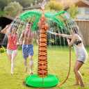 61" Inflatable Palm Tree Sprinkler for Kids, Outdoor Water Spray Toy for Backyard, Pool, and Beach Fun Hawaiian Party Decor Coconut Tree, Summer Lawn Inflatable Sprinkler for Boys and Girls