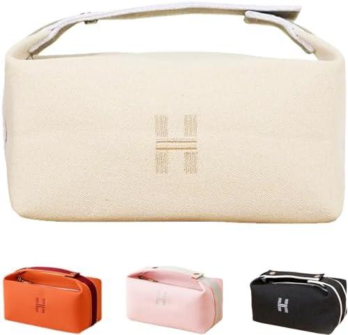 Fammart Travel Makeup Bag, Waterproof Canvas Cosmetic Bag Make Up Organizer Case for Women, Large Toiletry Bag Skincare Pouch for Toiletries Accessories Brushes